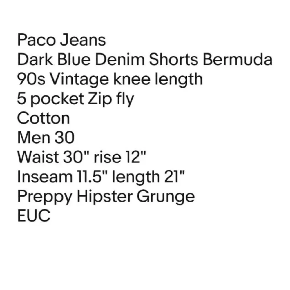 Paco Jeans Y2k Baggy Jorts Jean Shorts Sz 30/11.5